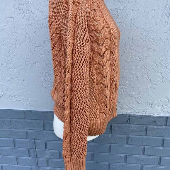 ST. John Women's Peach Double Breasted Cable Knit Long Sleeve Sweater Sz S - Picture 3 of 7